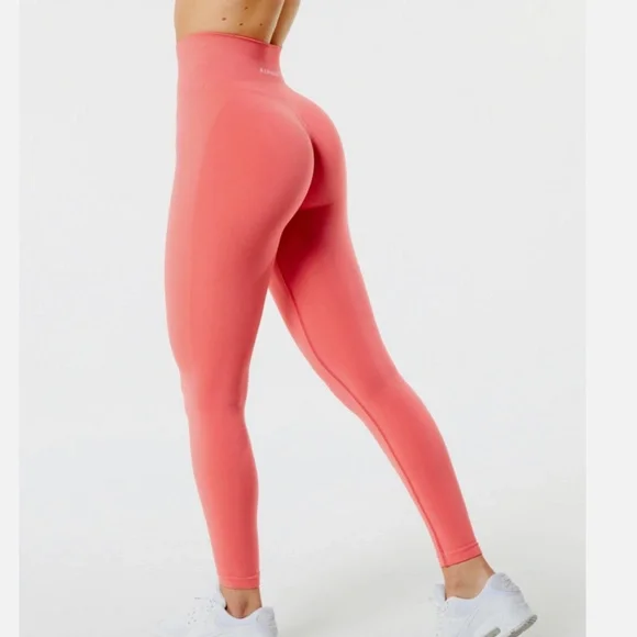 Alphalete Amplify Athletic Workout Seamless Scrunch Leggings Pixel Pink Size L - Picture 3 of 8